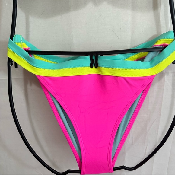 No Boundaries Womens Neon Tropical Palm Print Bikini Size L (11-13) - Picture 8 of 15